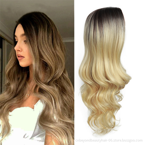 Ombre body wave blonde Wigs fiber synthetic hair Heat Resistant Hair Wavy For Women Cosplay Wig
